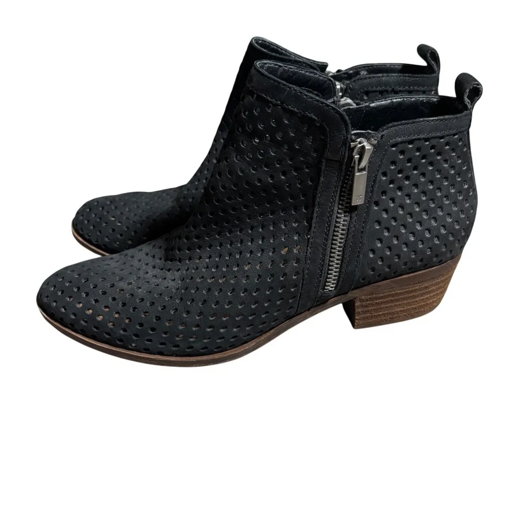 Lucky Brand 8 M Basel Perforated Leather Ankle Booties Zip Boots Rodeo Festival